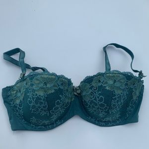 Adore Me Green Lace Floral Balconette Bra 36DD